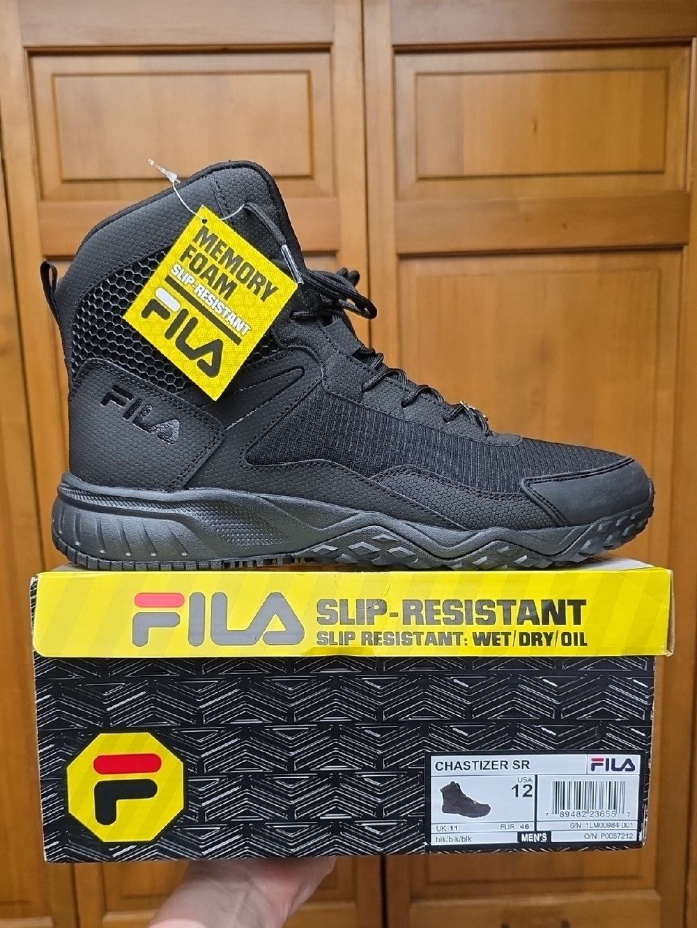 FILA Chastizer SR Men's Tactical Slip Resistant Work Boots Size 12 Black NEW
